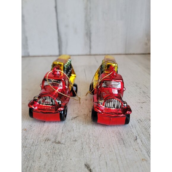 Vintage Coca-Cola red truck bottle delivery car glass ornament Xmas set - Picture 2 of 8